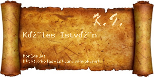 Köles István névjegykártya